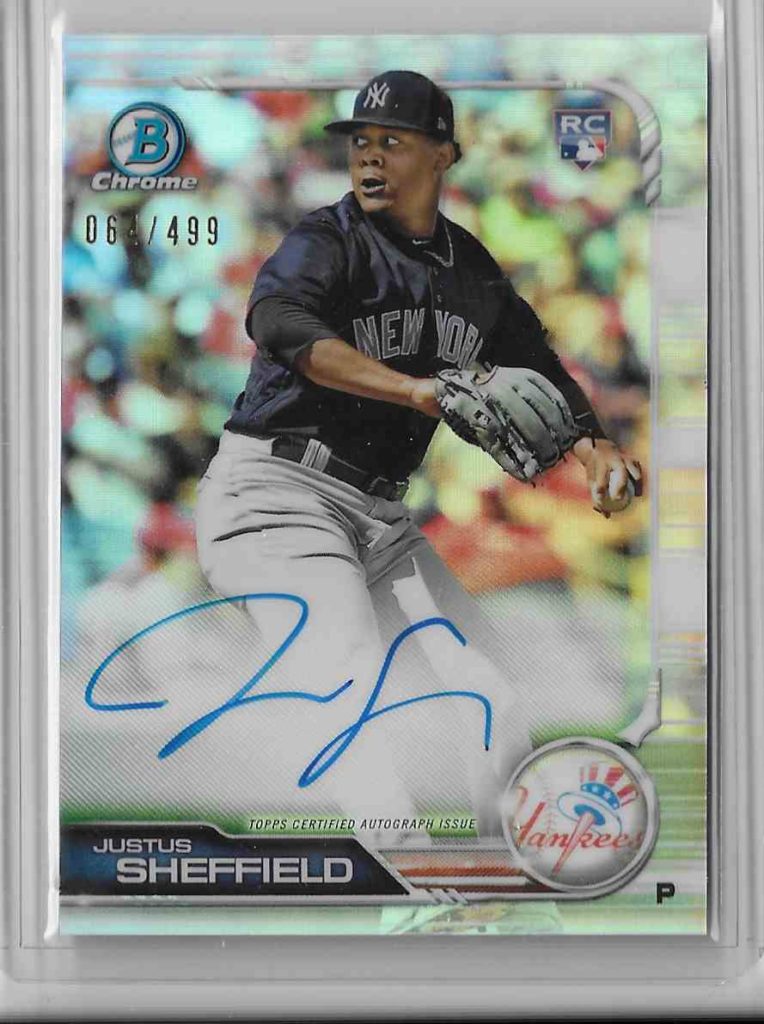 2019 Bowman Chrome Rookie Autographs CRA-JS Justus Sheffield Refractor